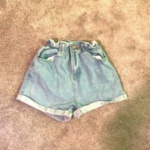 light blue high waisted shorts, size small